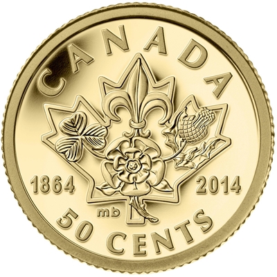 RDC 2014 Canada 50ct Quebec & Charlottetown Conferences 1/25oz. Gold (No Tax) Outer Sleeve a bit Scuffed