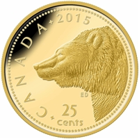 2015 Canada 25-cent Pure Gold Coin - Grizzly Bear (TAX Exempt)