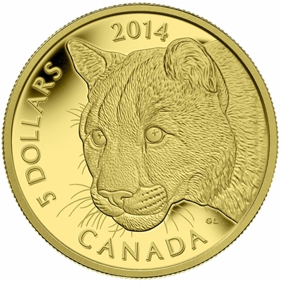 2014 Canada $5 Cougar Pure Gold Coin (TAX Exempt) - 130609
