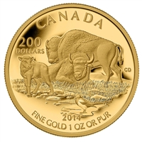 2014 Canada $200 The Bison - At Home On The Plains Gold (No Tax)