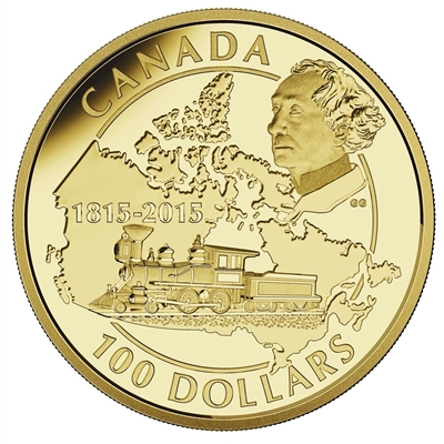 2015 Canada $100 200th Ann. Birth of Sir John A. Macdonald 14K Gold