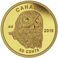 2015 Canada 50-cent Owl 1/25oz. Pure Gold Coin (TAX Exempt)