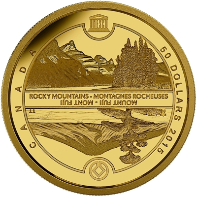 2015 Canada $50 UNESCO Mount Fuji & Canadian Rockies 1/4oz. Pure Gold (No Tax)