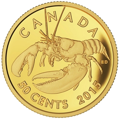 2015 Canada 50ct Lobster - Sea Creatures 1/25oz Pure Gold Coin (No Tax) Dented Box
