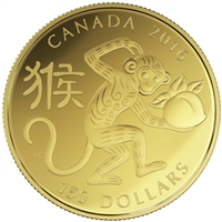 2016 Canada $150 Lunar Year of the Monkey 18K Gold Coin