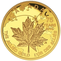 2015 Canada $75 Allied Gold 1/4oz. Pure Gold (No Tax) lightly worn sleeve
