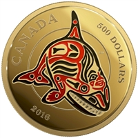 2016 Canada $500 Mythical Realms of the Haida - The Orca 5oz. Gold (No Tax)