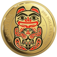 2016 Canada $500 Mythical Realms of the Haida - The Bear 5oz. Gold (No Tax)
