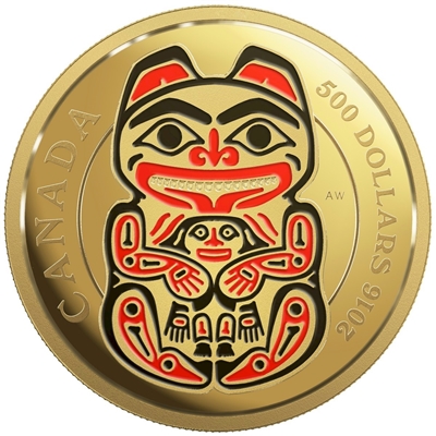 2016 Canada $500 Mythical Realms of the Haida - The Bear 5oz. Gold (No Tax)