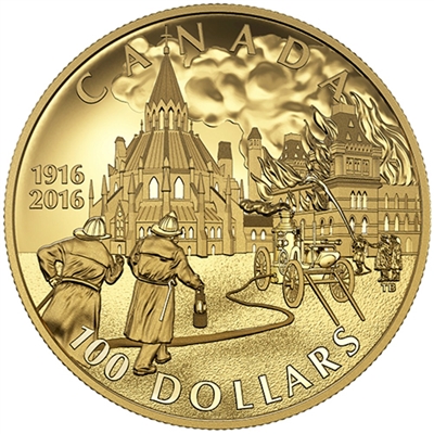 2016 Canada $100 Centennial of the Parliament Buildings Fire 14K Gold