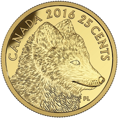 2016 Canada 25-cent Predator vs Prey - Traditional Arctic Fox Gold (No Tax)