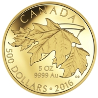 2016 Canada $500 Maple Leaves 5oz. Pure Gold Coin (TAX Exempt)