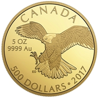 2017 Canada $500 Peregrine Falcon 5oz. Pure Gold Coin (No Tax)