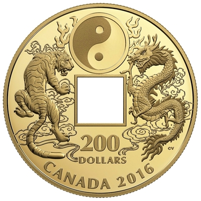 2016 Canada $200 Tiger and Dragon Yin and Yang Pure Gold Coin (No Tax)