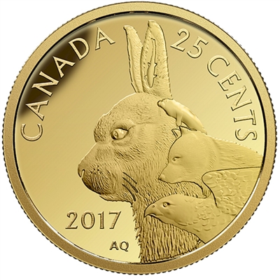 2017 Canada 25-cent Inuit Arctic Hare - Predator VS Prey Gold (No Tax)