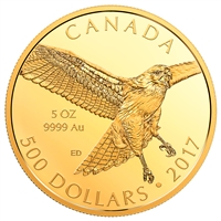 2017 Canada $500 Red Tailed Hawk 5oz. Pure Gold (No Tax)