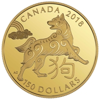 2018 Canada $150 Lunar Year of the Dog 18K Gold Coin