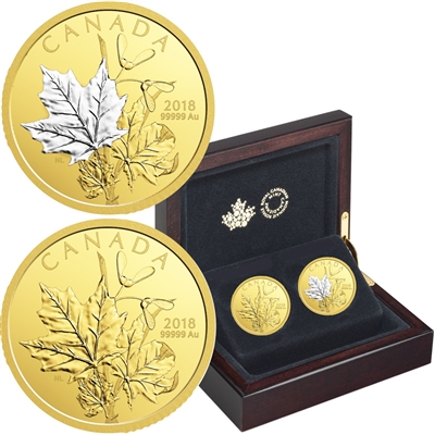 2018 Canada $200 Enchanting Maple Leaves Pure Gold 2-coin Set (No Tax)
