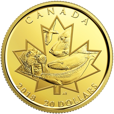 2018 Canada $20 Symbols of the North 1/10oz. Pure Gold Coin (No Tax)