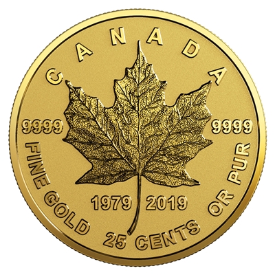 2019 Canada 25-cent 40th Anniversary of the GML Pure Gold Coin (No Tax) Outer Case a bit scuffed.