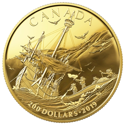 2019 Canada $200 Early Canadian History: Arrival of the Europeans Pure Gold (No Tax)
