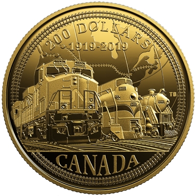 2019 Canada $200 100th Anniversary of CN Pure Gold (No Tax)