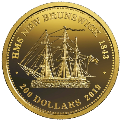 2019 Canada $200 HMS New Brunswick 1843 1oz. Pure Gold (No Tax)