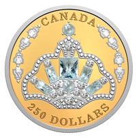 2020 Canada $250 HM Queen Elizabeth II's Brazilian Aquamarine Tiara Gold (No Tax)