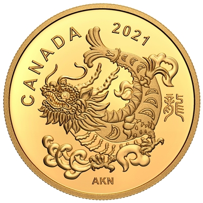 2021 Canada $8 Triumphant Dragon Pure Gold Coin (No Tax)
