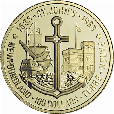 1983 Canada $100 Gilbert's Landing in Newfoundland 22K Gold Coin