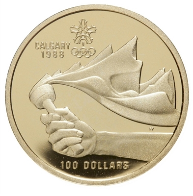 1987 Canada $100 XV Olympic Winter Games 14K Gold Coin