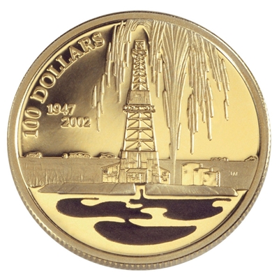2002 Canada $100 Canada's Oil Industry Colourized 14K Goin Coin