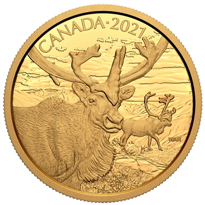 2021 $350 Canadian Wildlife Portraits: The Caribou Pure Gold (No Tax)