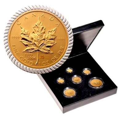 1979-2004 25th Anniversary - Pure Gold Maple Leaf 6-Coin Set (No Tax)
