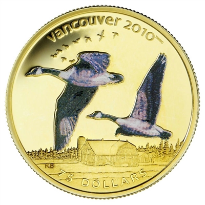 2007 Canada $75 14K Vancouver Olympic - Canada Geese Colourized Gold