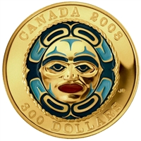 2008 Canada $300 Four Seasons Moon Mask 14K Gold Coin