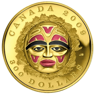 2009 Canada $300 Summer Moon Mask Coin 14K Gold Coin