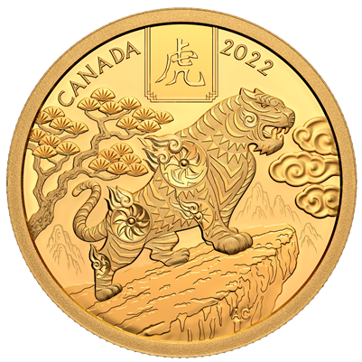2022 Canada $100 Lunar Year of the Tiger 1/2oz. Pure Gold Coin (No Tax)