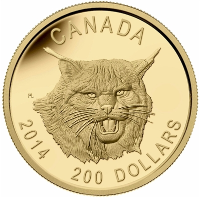 2014 Canada $200 Fierce Canadian Lynx Ultra High Relief Gold (No Tax) 143863