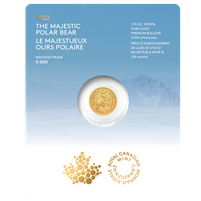 2022 Canada $5 The Majestic Polar Bear 1/10oz. Pure Gold (No Tax)