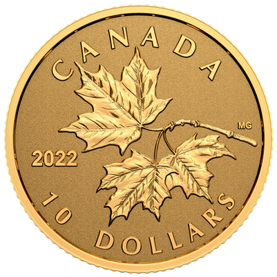 2022 Canada $10 Everlasting Maple Leaf 1/20oz. Pure Gold Coin (No Tax)