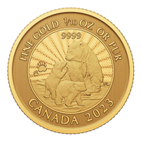 2023 Canada $5 The Majestic Polar Bear and Cubs 1/10oz. 99.99% Pure Gold (No Tax)