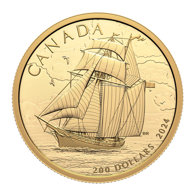 2024 Canada $200 Tall Ships: Topsail Schooner Pure Gold (No Tax)