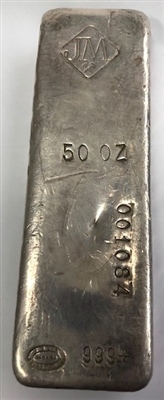 50oz Johnson-Matthey Old Poured .999 Fine Silver Bar (No Tax) No Credit cards or Paypal