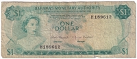 Bahamas 1968 1 Dollar Note, Pick #27a, Circ