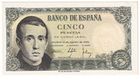 Spain 1951 5 Pesetas Note, Pick #140a, UNC