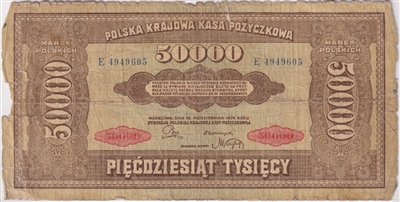 Poland Note Pick #33 50,000 Marek, Circ (L)