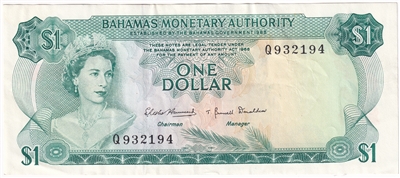 Bahamas 1968 1 Dollar Note, Pick #27a, EF