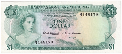 Bahamas 1968 1 Dollar Note, Pick #27a, AU