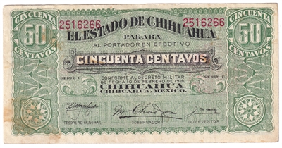 Mexico 1914 50 Centavos Note, Pick #S528d, VF-EF 